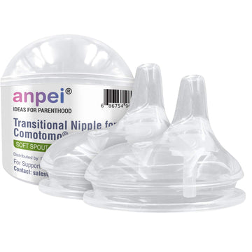 Soft Spout Sippy Cup Bottle Nipples for Comotomo Baby Bottle, 2 Pack | Fits 5 Ounce and 8 Ounce Bottles | Transition Nipples Con