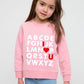 Xfsjgna Valentines Day Sweatshirts Kids 7T Toddler Boys Girls Valentine'S Abc I Love U Heart Graphic Shirt Long Sleeve Tops Pink