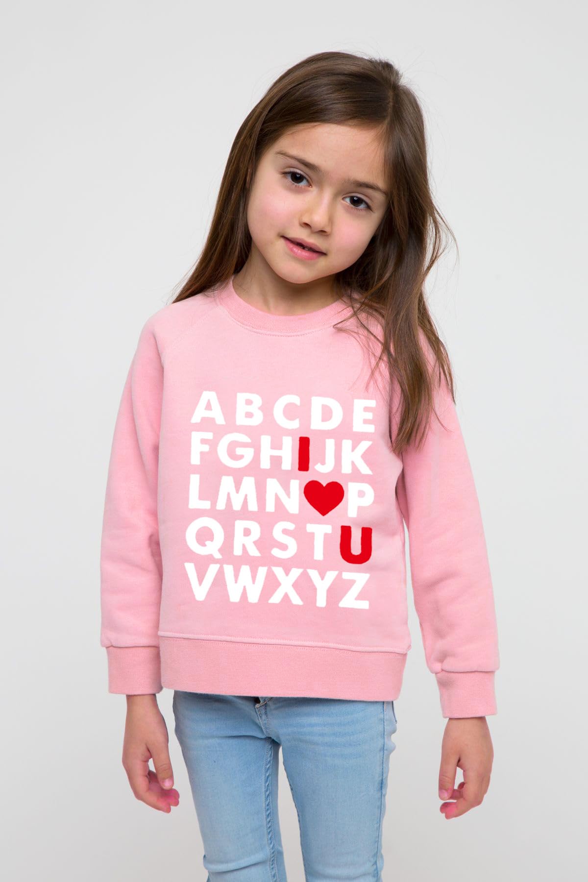 Xfsjgna Valentines Sweatshirts 4T Toddler Boys Girls Valentine'S Day Abc I Love U Heart Graphic Shirt Kids Long Sleeve Tops Pink