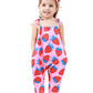 Lindanina Toddler Baby Girls Romper Strawberry Sleeveless Jumpsuit Summer Cute Clothes Adjustable Tie-Up Strap 12-24 Months Infa