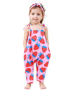 Lindanina Toddler Baby Girls Romper Strawberry Sleeveless Jumpsuit Summer Cute Clothes Adjustable Tie-Up Strap 12-24 Months Infa