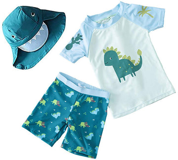 Baopteil Baby Toddler Boys Two Pieces Swimsuit Sets Kids Boy Bathing Suit Rash Guards Sunsuit Swimwear With Hat Upf 50+ Fba (Gre