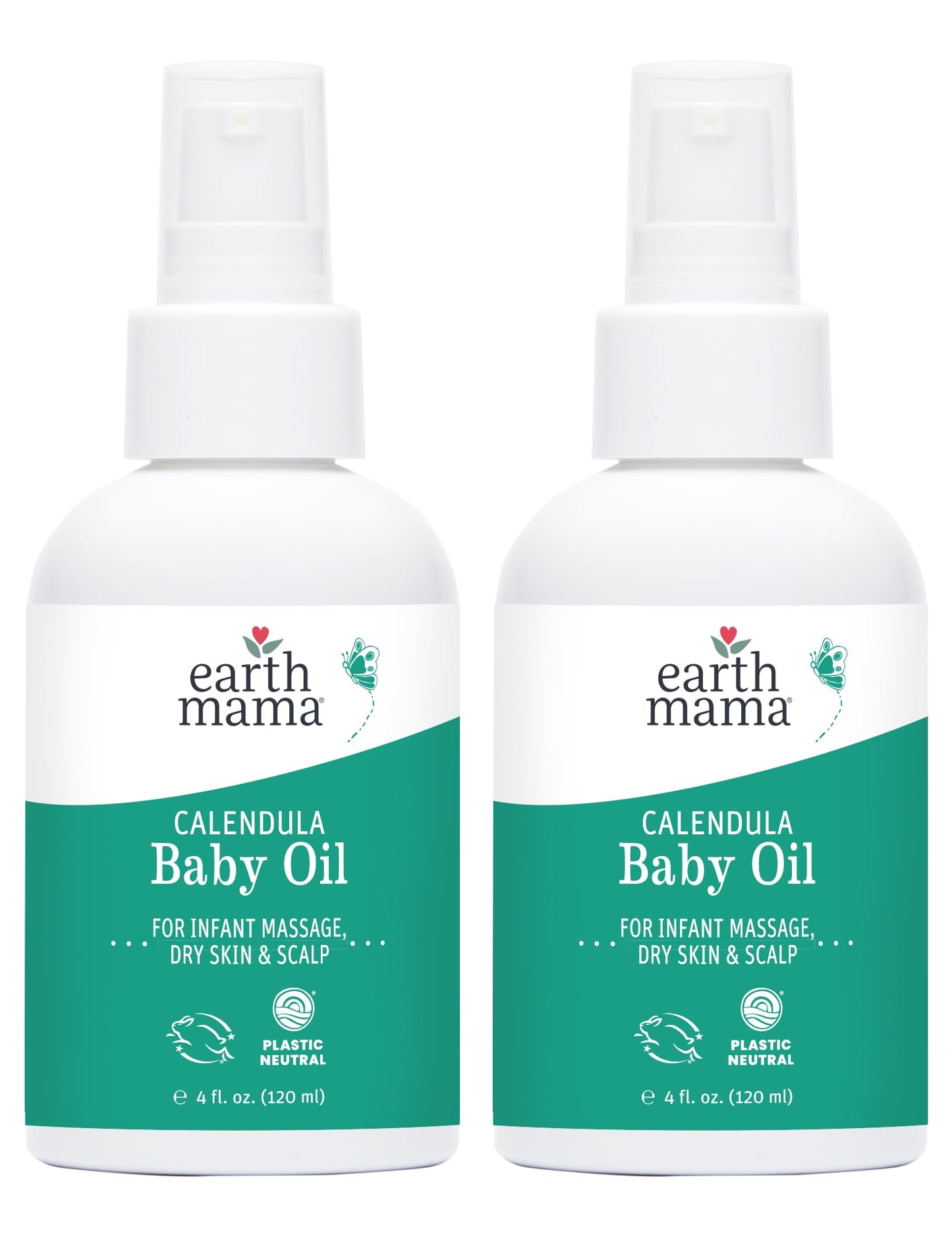 Earth Mama Calendula Baby Oil | Massage Oil For Newborn Skin Care, Dry Skin & Scalp Moisturizer, Fragrance Free, 4-Fluid Ounce (