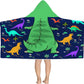 Dinosaur Beach Towel With Hood for Kids - T-Rex Hooded Towel for Boys 30x50 Cool Cartoon Microfiber Bath Poncho Bathrobe for Swi