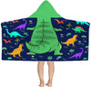 Dinosaur Beach Towel With Hood for Kids - T-Rex Hooded Towel for Boys 30x50 Cool Cartoon Microfiber Bath Poncho Bathrobe for Swi