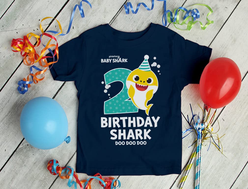 Tstars Baby Shark Shirt Gift For Kids Toddler 2Nd 3Rd 4Th Birthday Girl Boy Outfit Navy 2T