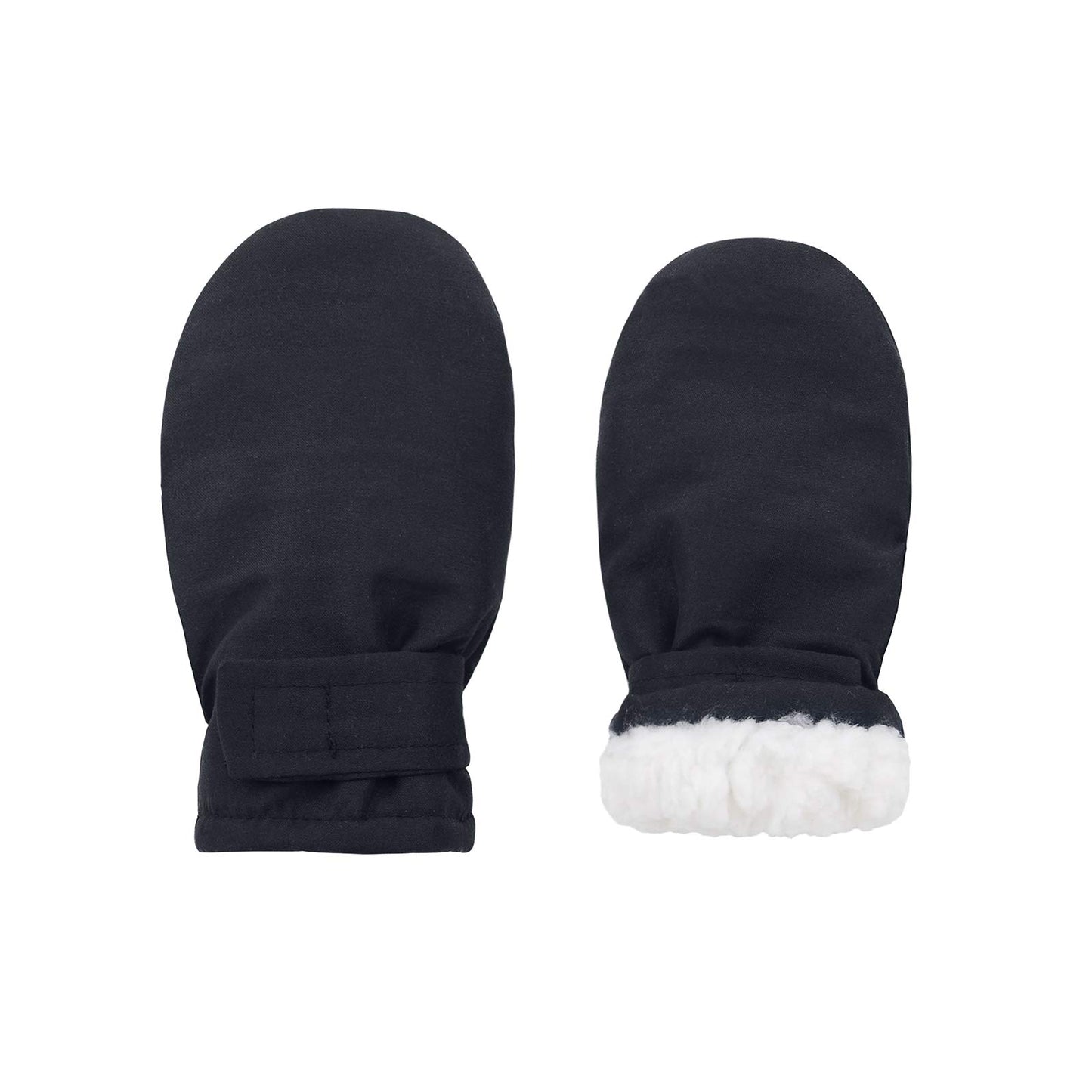 Lined Fleece Toddler Mittens Kids Winter Warm Gloves Child Ski Gloves Waterproof Snow Baby Mitten For Boys Girls Pure Black S