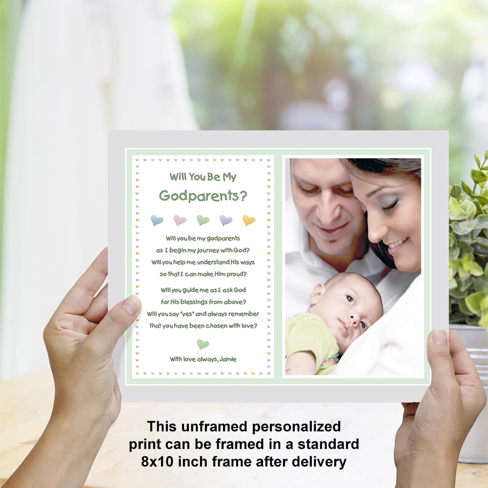 Poetry Gifts Will You Be My Godparents, Godmother Or Godfather, Custom 8X10 Inch Print Personalized With Photo And Name Of Godch