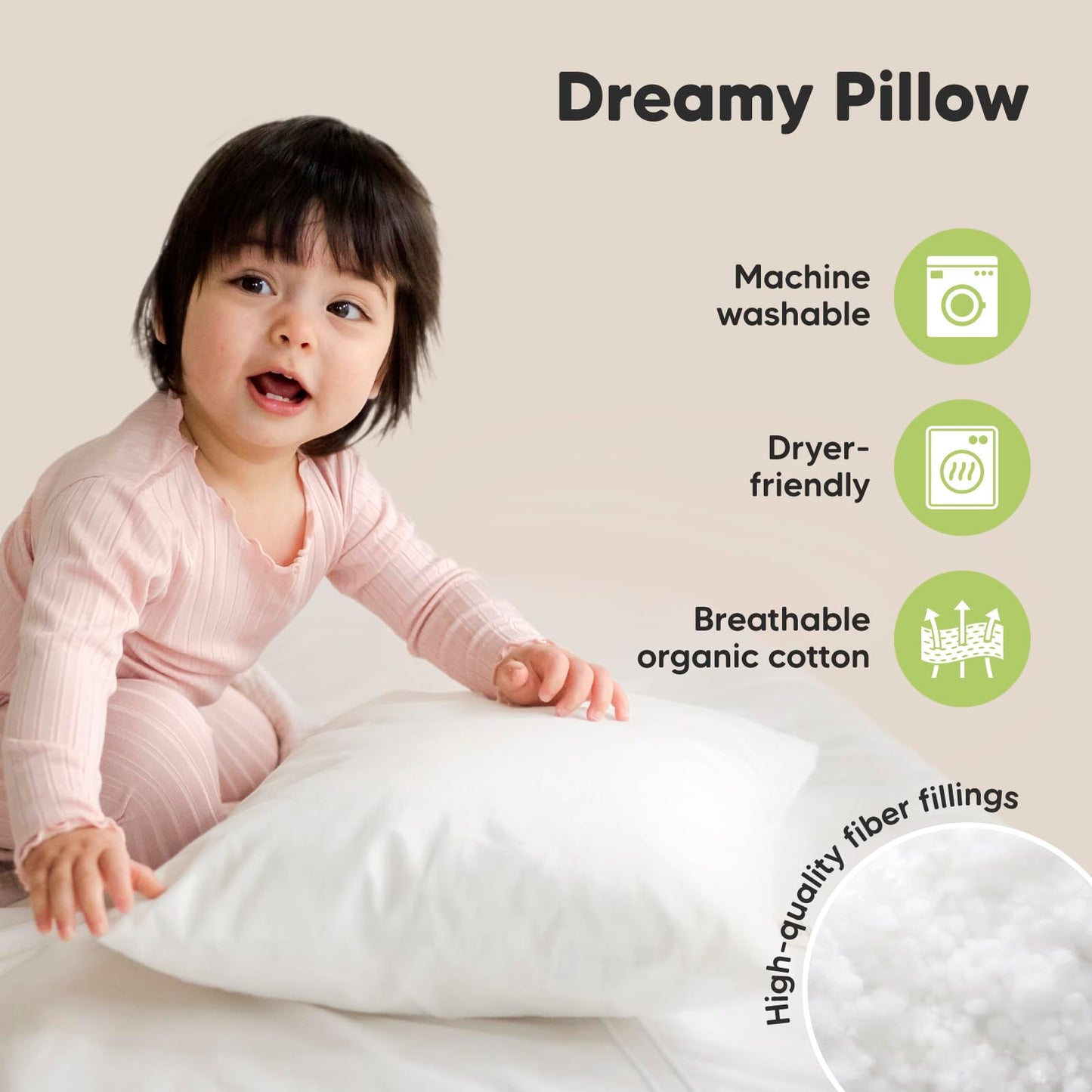 Keababies 2-Pack Toddler Pillow 13X18 - Soft Organic Cotton Kids Travel Bed Pillows For Sleeping, School, Nap, Machine Washable,