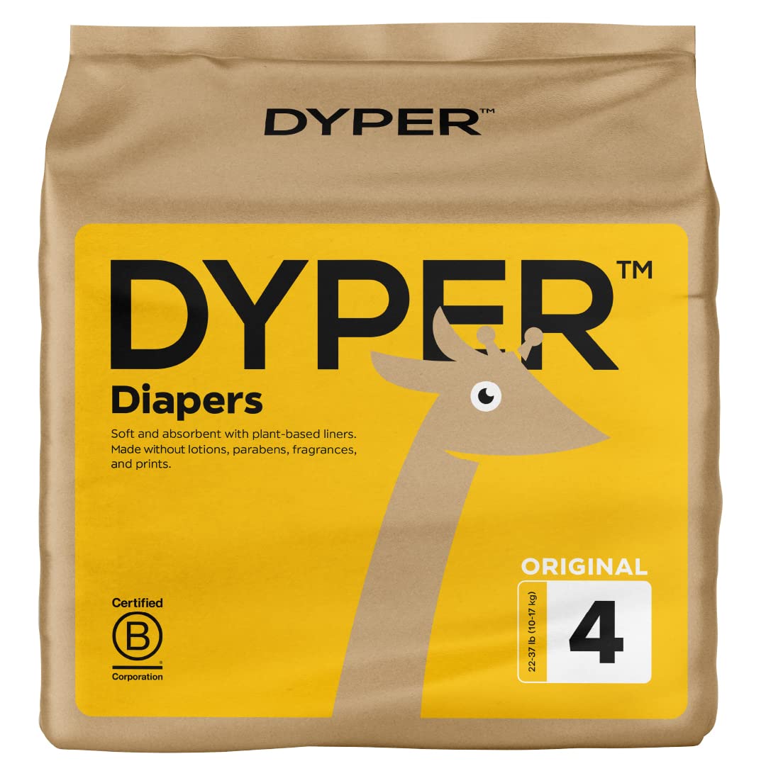 DYPER Baby Diapers Size 4 | Honest Ingredients | Cloth Alternative | Day & Overnight | Made with Plant-Based* Materials | Hypoal
