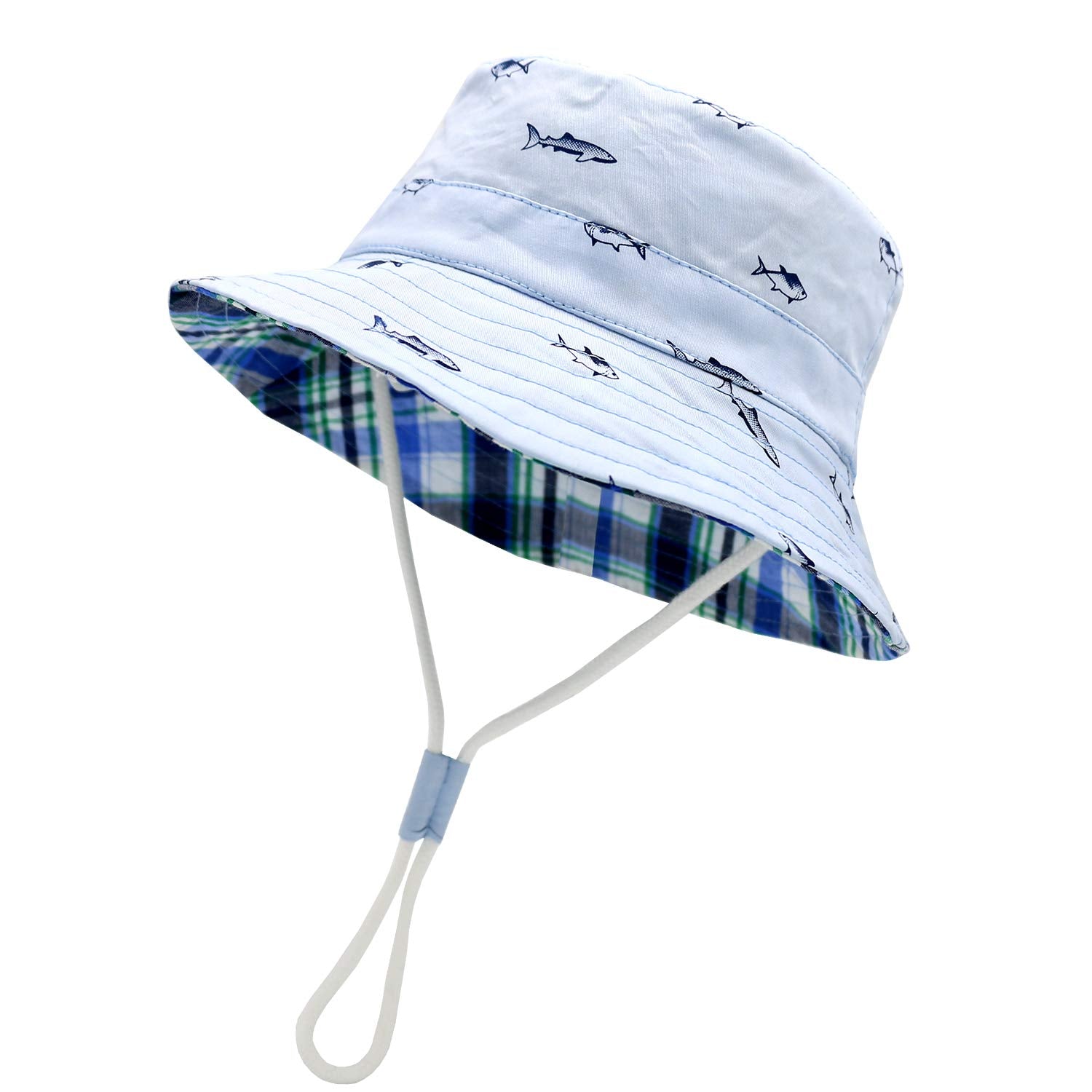Sarfel Baby Sun Hat Toddler Summer Hats Upf 50+ Baby Bucket Hat Kids Beach Hats For Baby Boys Blue 18.9 '(48Cm)/6-12 Months