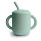 Mushie 100% Silicone Training Cup & Straw For Toddlers | 6 Months+ (Cambridge Blue)