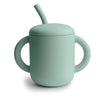 Mushie 100% Silicone Training Cup & Straw For Toddlers | 6 Months+ (Cambridge Blue)