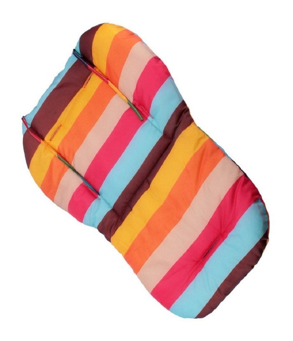 Twoworld Baby High Chair Seat Cushion Liner Mat Pad Cover Rainbow Striped Water Resistant And High Chair Straps (5 Point Harness