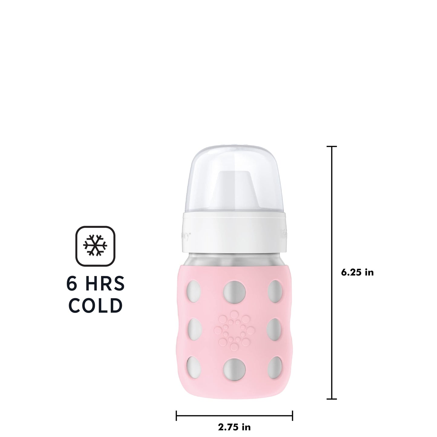 Lifefactory 8-Ounce Stainless-Steel Vacuum-Insulated Wide-Neck Baby Bottle With Hard Sippy, Desert Rose (Ls2221Wdr4)