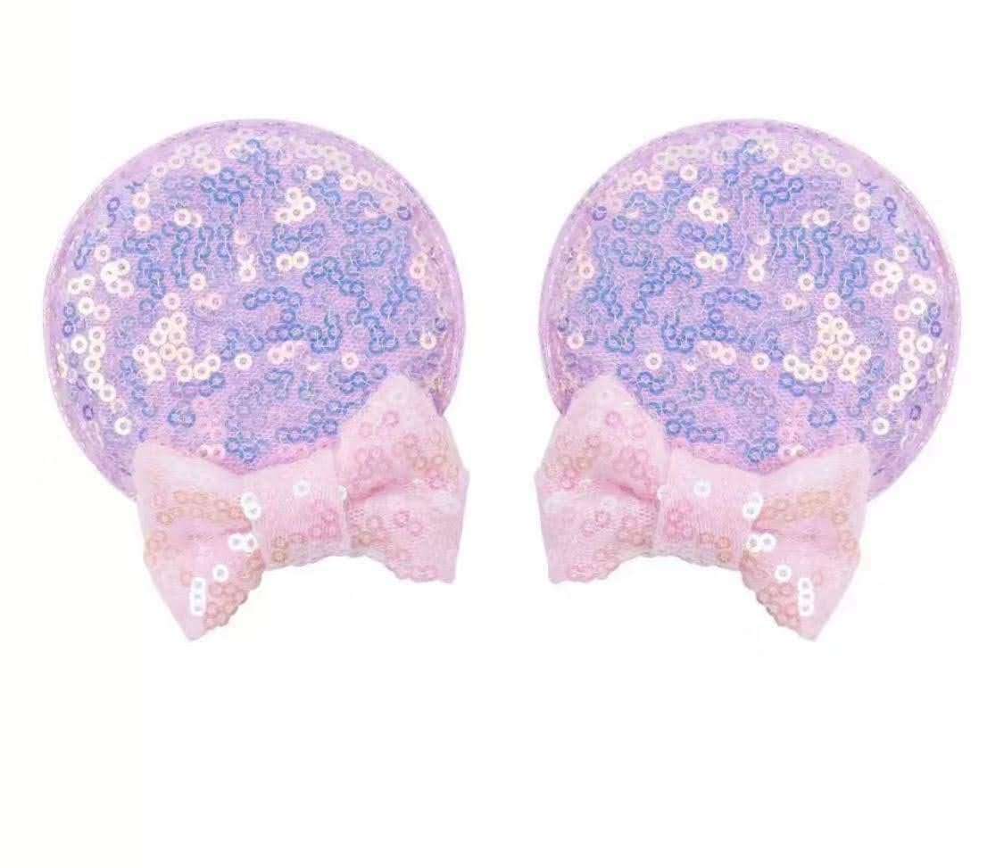 Clgift Minnie Ears Baby/Toddler Headband, Minnie Baby Ears, Minnie Ears Baby Headband, Toddler Headband (Purple Hair Clip)