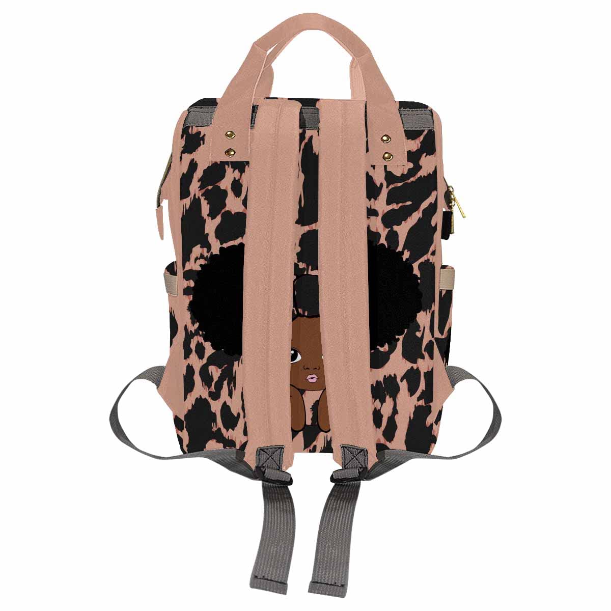 Artsadd Customized Baby Girl Diaper Backpack, Vintage Headband Nappy Backpack Personalized Name Baby Bags With Insulated Pockets