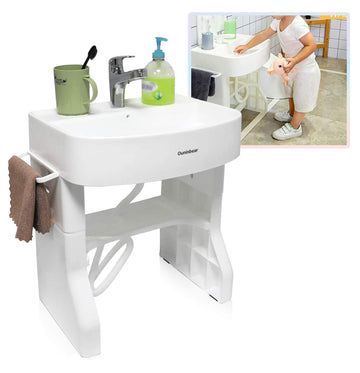 Httmt- Adjustable Wash Basin Station For Child Kid Toddler Early Training Learning Plastic Washbasin Simulation Towel Shelf Wash