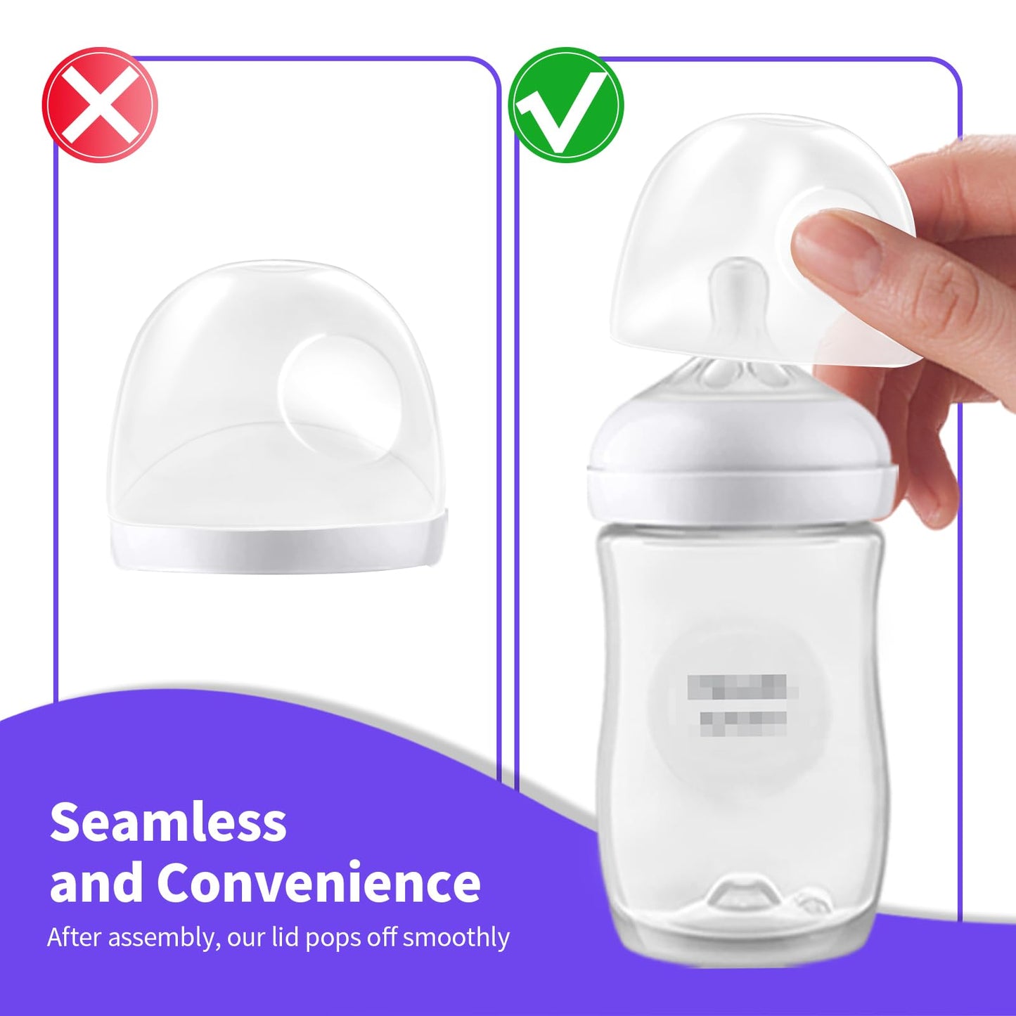 Baby Bottle Lids Compatible With Philips Avent Baby Bottles, Soft & Safe Bottle Caps For Avent Glass & Natural Bottles, 6 Count