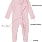Aablexema Baby Footie Pajamas With Mittens - 3Pcs Infant Footed Sleeper Cotton Sleepwear Outfitsgrey Khaki/Dot/Pink, 3-6M