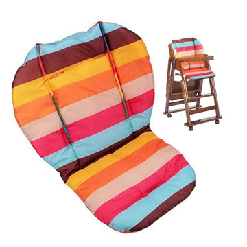 Twoworld Baby High Chair Seat Cushion Liner Mat Pad Cover Rainbow Striped Water Resistant And High Chair Straps (5 Point Harness