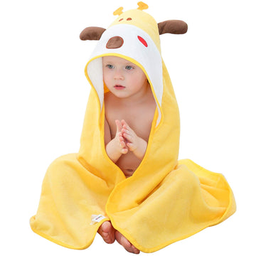 Michley Animal Hooded Baby Bath Towel Toddler Premium Cotton Absorbent Washcloth For Girls Boys 0-6T, Giraffe
