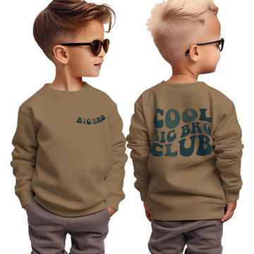 Boutikome Big Brother Sweatshirt Toddler Baby Boy Cool Big Bro Club Shirts Announcement Pullover Long Sleeve Fall Tops(Brown,3-4