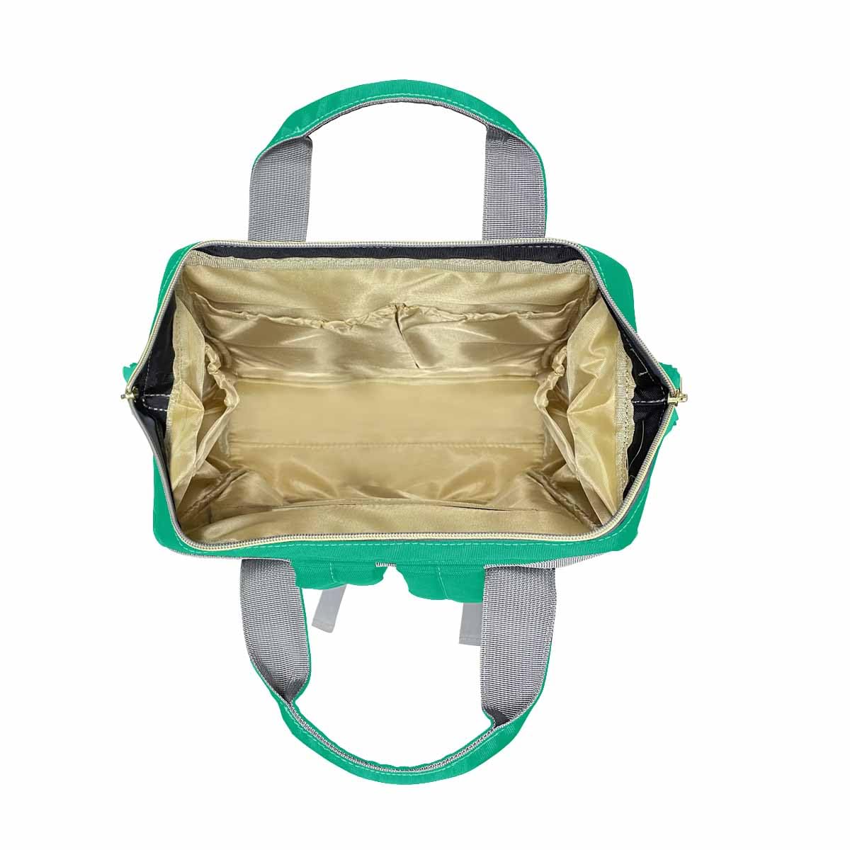 Personalized Text Diaper Backpack, Different Font Name Text Logo Green Custom Diaper Bag Mummy Nursing Baby Bag Casual Travel Da