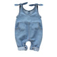 Happy Town Newborn Infant Baby Girls Denim Bodysuit Halter Sleeve Romper Jeans Overalls (Denim, 0-3 Months)