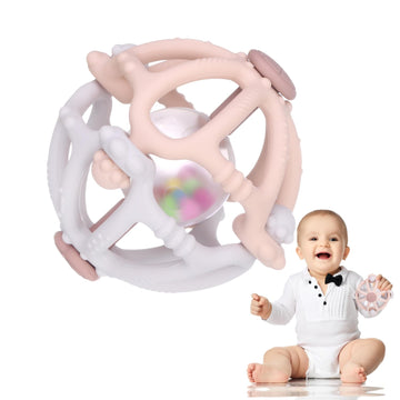 AULEGE Baby Rattle Teether Toys, Silicone Chew Toy with Rattles for Babies 0-3-6-12 to 18 Months, Infant Sensory Teething Toys, 