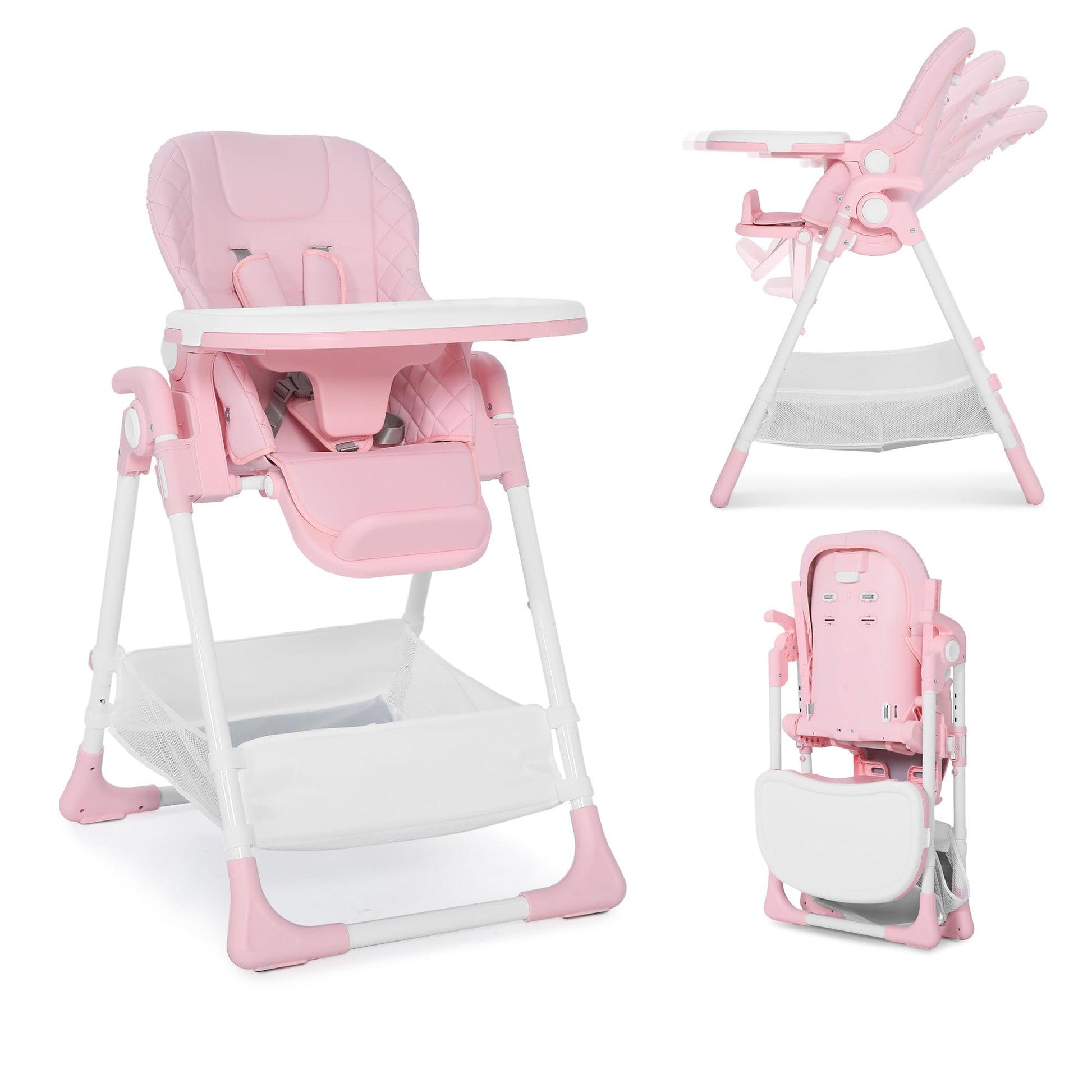 TODEFULL 3 in 1 Foldable Baby High Chair, Infant High Chairs for Babies and Toddlers, 6 Height & 4 Recline Adjustable Toddler Fe