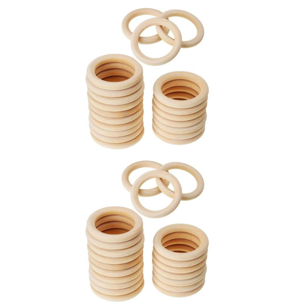 Merishopp 40 Pieces Wholesale Natural Wood Rings Loops Diy Painting Wood 70&60Mm| Baby Teether Toy | BpaFree Teether