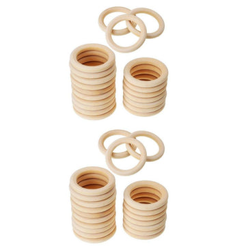 Merishopp 40 Pieces Wholesale Natural Wood Rings Loops Diy Painting Wood 70&60Mm| Baby Teether Toy | BpaFree Teether