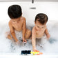 Boon Cogs Baby Bath Toys - Spinning Gear Themed Sensory Baby Toys for Bathtub - Suction Toys for Bathtub Walls - Navy and Yellow