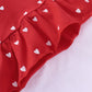 Gliglittr Toddler Baby Girls Clothes Set Valentine'S Day Heart Print Long Sleeve Ruffle T-Shirt+Pants Kids 2Pcs Outfits (Red, 4-