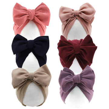 Kidocheese Baby Turban Bun Knot Baby Girl Hat Newborn Hospital Cap Infant Toddler Beanie Head Wrap With Big Bow