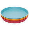 Weesprout Bamboo, Silicone, Melamine Dishware Plate With Lids, Set Of 4, Kid-Sized Design For Leftovers, Dishwasher Safe (Blue,