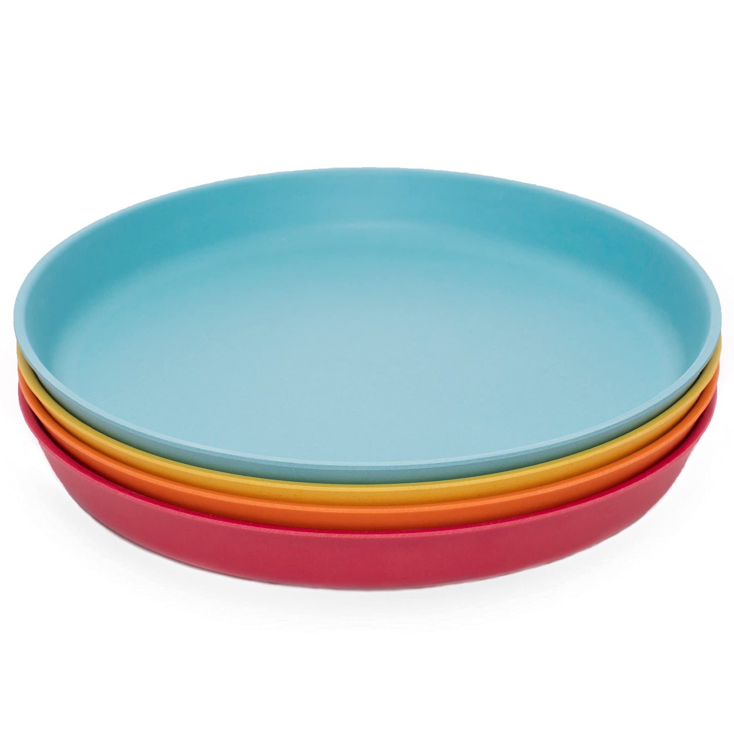 Weesprout Bamboo, Silicone, Melamine Dishware Plate With Lids, Set Of 4, Kid-Sized Design For Leftovers, Dishwasher Safe (Blue,