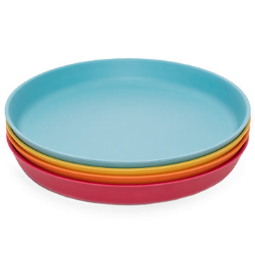 Weesprout Bamboo Plates, Set Of 4, Kid-Sized Bamboo Kids Plates, Dishwasher Safe Bamboo Plates For Kids (Blue, Yellow, Orange, &