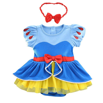 Fmyfwy Newborn Baby Girls Snow White Princess Costume Halloween Christmas Birthday Romper Tutu Dress W/Headband