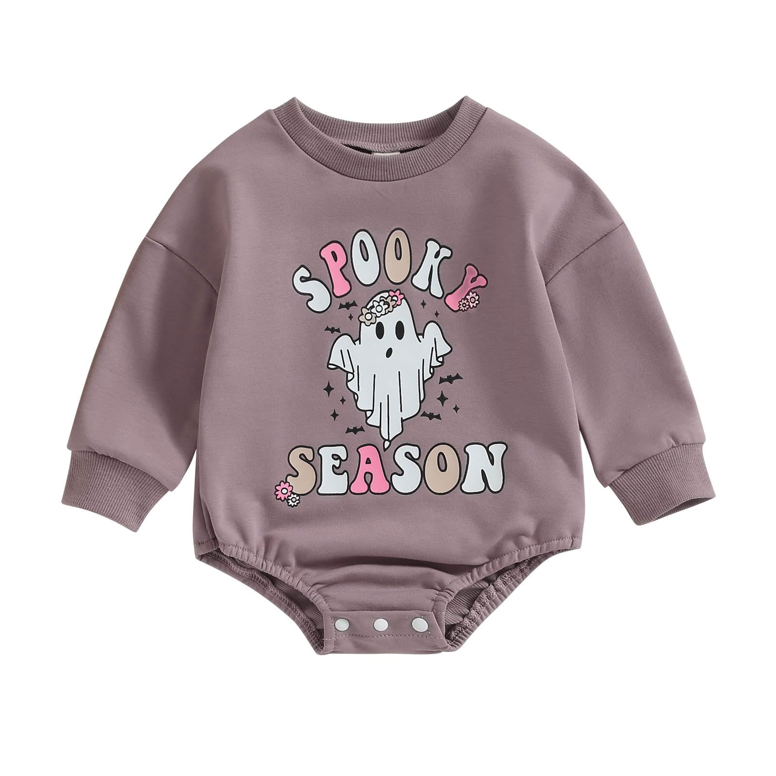 Focusnorm Halloween Newborn Baby Girl Outfit Pumpkin Sweatshirt Romper Long Sleeve Romper Jumpsuit Infant Fall Winter Clothes (G