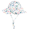 Baby Girl Sun Hat With Upf 50+ Outdoor Adjustable Beach Hat With Wide Brim Bucket Hats (12-24 Months, Pink-Blue Printing)