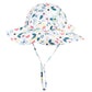 Baby Girl Sun Hat With Upf 50+ Outdoor Adjustable Beach Hat With Wide Brim Bucket Hats (6-12 Months, Pink-Blue Printing)
