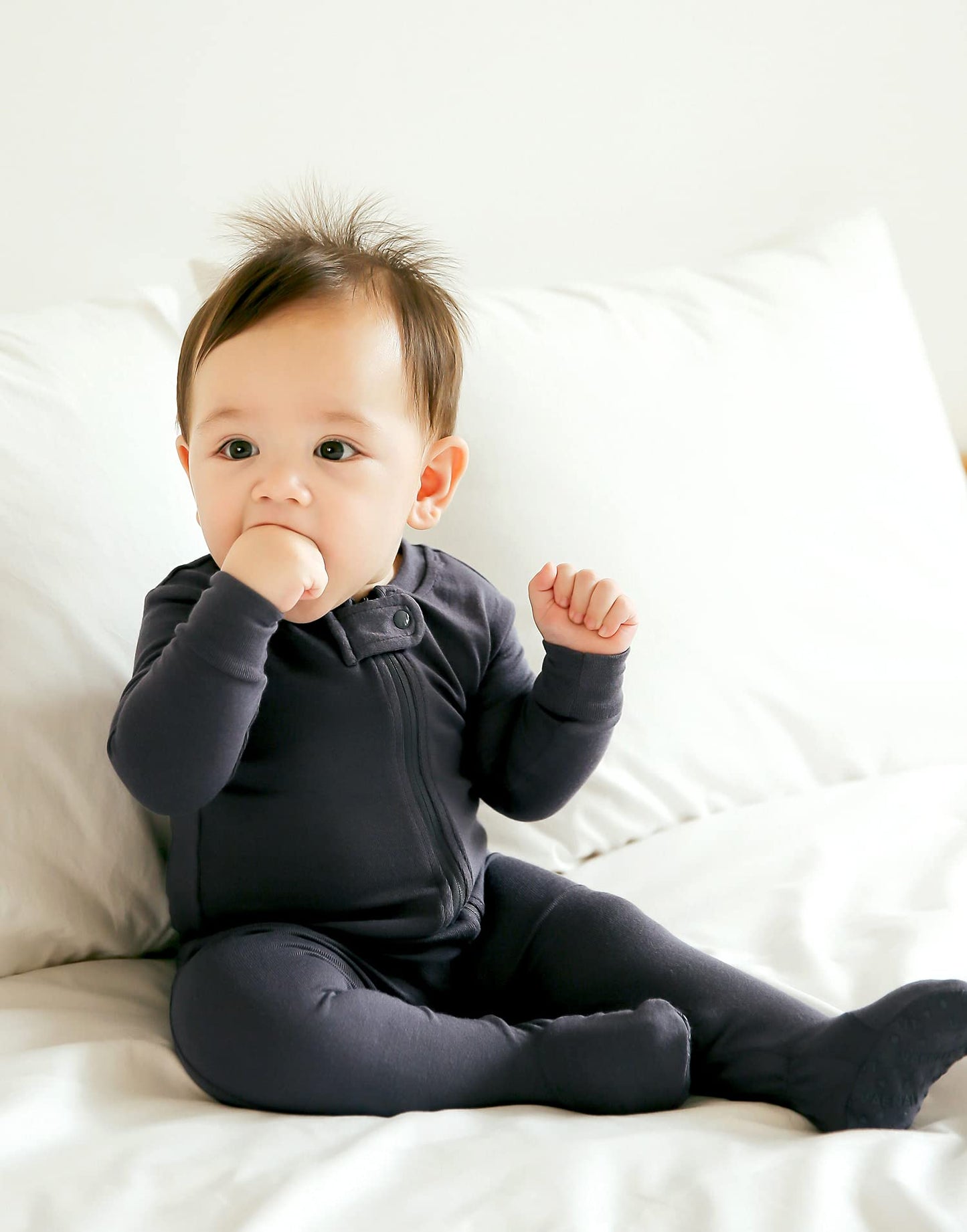 Vaenait Baby Toddler Boys Girls Solid Footie Pajama Cozy Modal Chacoal 3-6M