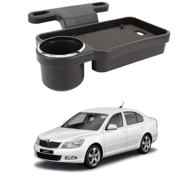 Oshotto (FT04) Foldable Car Auto Headrest Rear Back Seat Table Drink Food Cup Tray Holder Compatible with Skoda Laura  Black
