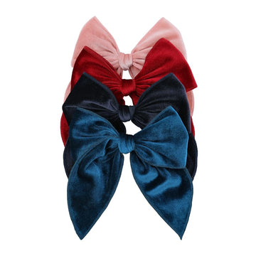 Pack of 4 Large Velvet Fable Bow Hair Clips for Kids Toddler Girl Mom Velvet Hair Bow Alligator Clips Baby Girls Women Hair Acce