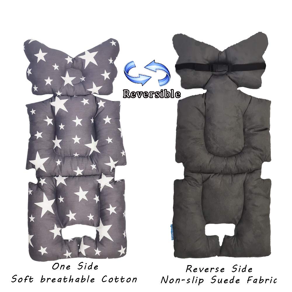 Stroller Liner Insert Car Seat Liner Cover, Infant Reversible Cotton Newborn Cushion Pad Universal For Baby Carrier Pram, Thick