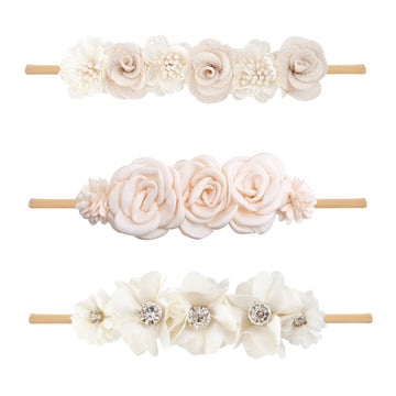 Bfnaagirl Baby Girl Floral Headband Nylon Flower Crown Elastic Hairband 3Pcs Hair Accessories Gift For Girls, Ym6, Stretchy Size