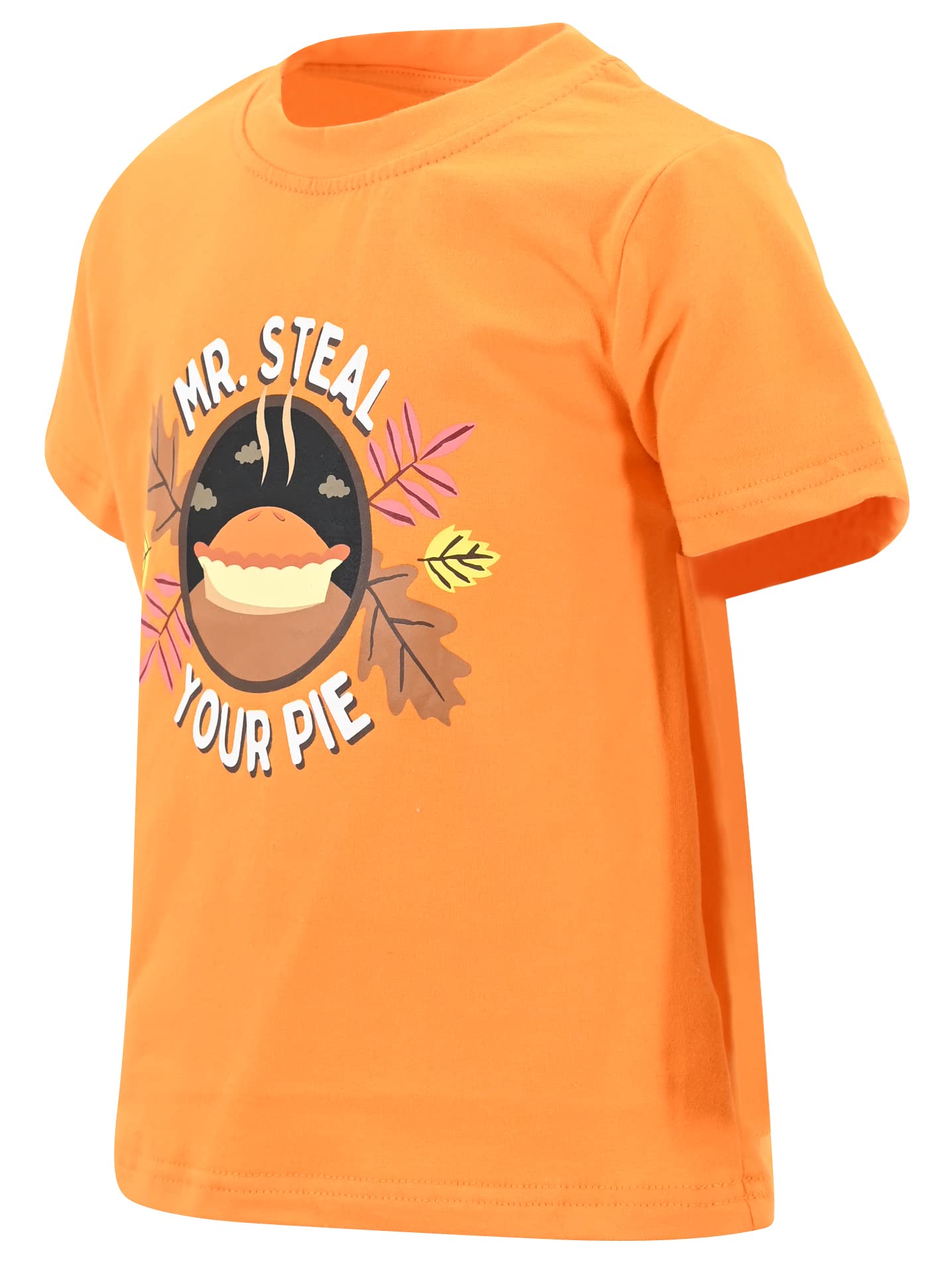 Boys Mr Steal Your Pie Funny Kids Thanksgiving Clothes T Shirt (6Y, Orange)