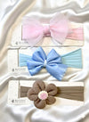 Hair Sarkles Baby Headbands With Bow, Soft Nylon Elastic, 3 Pack, Pastel Colors, Newborn To Toddler